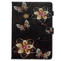 Cover Case Brieftasche Brieftasche Blumen Schmetterlinge Kunstleder für iPad 10,2 Zoll - Schwarz
