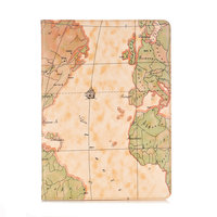 Cover Case Wallet Wallet Kunstleder Weltkartenmuster für iPad 10,2 Zoll - Hellbraun