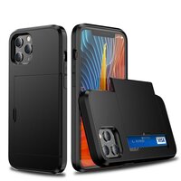 Geheime Kartenhalter und stossdämpfende TPU-Abdeckung für iPhone 12 und iPhone 12 Pro - schwarz