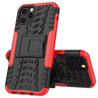 Stossfeste Kunststoff- und stossdämpfende TPU-Hülle für iPhone 12 und iPhone 12 Pro - schwarz mit rot