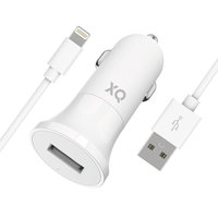 XQISIT Zigarettenstecker Autoladegerät 2.4A 1 USB-A-Anschluss - Blitzkabel Weiß