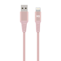 XQISIT Extra starkes gewebtes Blitz-zu-USB-A-Kabel - Roségold 200 cm Lade synchronisieren