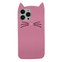 Süsse Katzen Silikon Schnurrhaare und Katzennase Hülle für iPhone 12 und iPhone 12 Pro - Pink