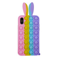 Bunny Pop Fidget Bubble Silikonhülle für iPhone XS Max - Pink, Gelb, Blau & Lila