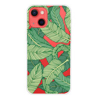 Tropische Blätter TPU Bananenblätter Hülle für iPhone 13 mini - transparent und grün