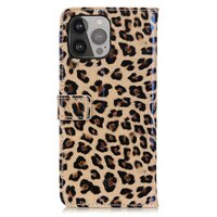 Wallet Bücherregal Kunstleder Hülle mit Leopardenmuster für iPhone 13 Pro Max - Braun