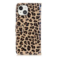 Wallet Bücherregal Kunstleder Hülle mit Leopardenmuster für iPhone 13 - Braun