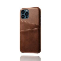 Cardslot Geldbörse Kunstleder Hülle für iPhone 13 Pro Max - Braun