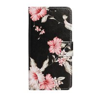 Brieftasche Bücherregal Kunstleder Blumentasche für iPhone 13 Mini - Schwarz