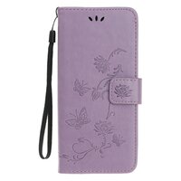 Brieftasche Bücherregal Kunstleder Blumentasche für iPhone 13 - Lila