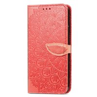 Wallet Bücherregal Kunstleder Mandala Hülle für iPhone 13 Mini - Rot