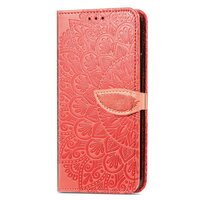 Wallet Bücherregal Kunstleder Mandala Hülle für iPhone 13 - Rot