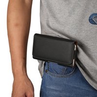 Gürtelclip Kunstleder Handytasche für Handy mit Hosenbefestigung - schwarz