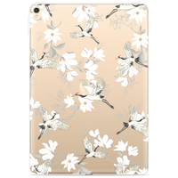 Just in Case Slim TPU White Birds and Flowers Hülle für iPad 10.2 (2019 2020 2021) - Transparent