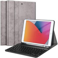 Just in Case Vintage Bluetooth Tastatur AZERTY Kunstleder Hülle iPad 10.2 (2019 2020 2021) - Grau