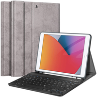 Just in Case Vintage Bluetooth Tastatur QWERTZ Kunstleder Hülle iPad 10.2 (2019 2020 2021) - Grau