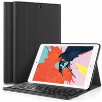 Just in Case Premium Bluetooth Tastatur QWERTY Kunstlederhülle für iPad 9.7 (2017 2018) - Schwarz