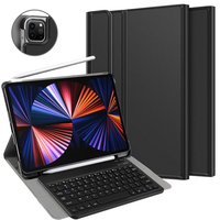 Just in Case Slimline Bluetooth Tastatur AZERTY Kunstlederhülle für iPad Pro 12.9 (2021 2022) - Schwarz