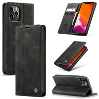 Caseme Slim Retro Wallet Kunstlederhülle für iPhone 12 Pro Max - Schwarz