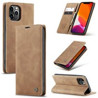 Caseme Slim Retro Case Geldbörse Kunstleder Hülle für iPhone 12 Pro Max - Braun