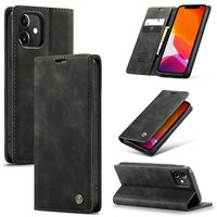 Caseme Slim Retro Wallet Kunstlederhülle für iPhone 12 und iPhone 12 Pro - Schwarz