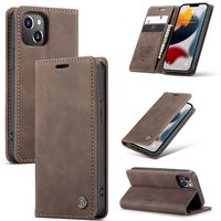 Caseme Slim Retro Geldbörse Kunstleder Hülle für iPhone 13 - Braun
