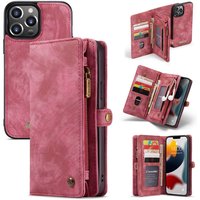 Caseme Retro Wallet Spaltlederhülle für iPhone 13 Pro - rot