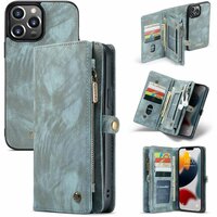 Caseme Retro Wallet Spaltlederhülle für iPhone 13 Pro Max - blau