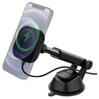 Spigen iPhone MagSafe OneTap Autolüfter Autohalterung Qi-Ladegerät mit Kabel 7,5W (Schwarz)