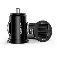 Aukey Duo Ladegerät Autoadapter Ladegerät Autostecker 2 USB-A - Schwarz
