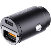 Aukey Autoladegerät Mini-Autoadapter USB-A und USB-C PD 2.0 QC 3.0 - Schwarz