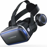 VR SHINECON Virtual Reality Brille mit Kopfhörer für 4-6 Zoll Smartphones - Schwarz