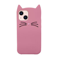 Süsse Katze Silikon Süsse Schnurrhaare und eine Katzennase Hülle für iPhone 13 - Pink