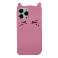Süsse Katze Silikon Süsse Schnurrhaare und eine Katzennase Hülle für iPhone 13 Pro - Pink