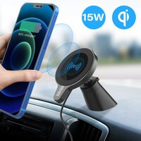 Magnetisches kabelloses 15-W-Qi-Ladegerät Telefonhalter Armaturenbrett Lüftungsschlitze im Auto