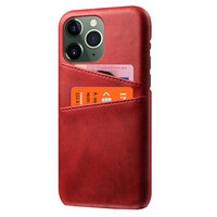 Duo Cardslot Wallet Kunstlederhülle für iPhone 12 und iPhone 12 Pro - rot