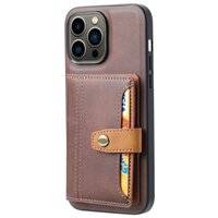 Card Wallet Kunstlederhülle für iPhone 14 Pro - braun