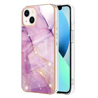 Marble Stone TPU Hülle für iPhone 14 Plus - lila