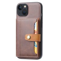 Card Wallet Kunstlederhülle für iPhone 14 Plus - Braun