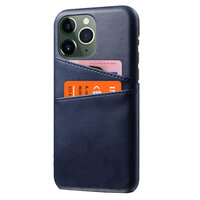 Duo Cardslot Wallet Kunstledertasche für iPhone 14 Pro Max - Blau