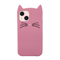 Süsse Katze Silikonhülle für iPhone 14 - pink