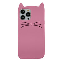 Süsse Katze Silikonhülle für iPhone 14 Pro Max - pink