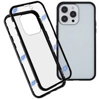 Just in Case Magnetic Metal Tempered Glass Cover Case für iPhone 14 Pro - schwarz und transparent