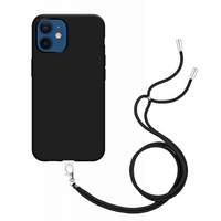 Just in Case Soft TPU Case mit Kordel für iPhone 12 und iPhone 12 Pro - schwarz