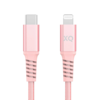 XQISIT Geflochtenes MFi Lightning auf USB-C 3.0 200 cm Kabel - Pink