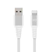 XQISIT Geflochtenes MFi-Lightning-zu-USB-A-Kabel 200 cm - Weiss