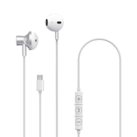 XQISIT USB-C Kabelgebundene Kopfhörer mit Mikrofon und Tasten - Weiss