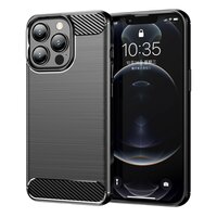 Carbon Armor TPU mit gebürsteter Oberfläche für iPhone 13 Pro Max - Schwarz