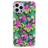 Tropische Blätter und Blumen TPU-Hülle mit stoßfesten Ecken für das iPhone 13 Pro Max