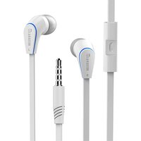 Langston In-Ear-Ohrhörer 3,5 mm Flachkabel Weißes Ohrhörer-Knospenmikrofon Nudelkabel